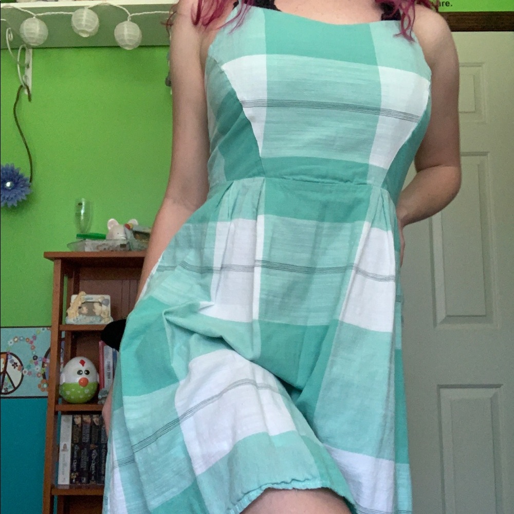 Mint & white old navy picnic dress